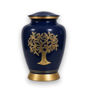 LIQUIDATION - Aluminum Funeral Urn - Blue Tree of Life