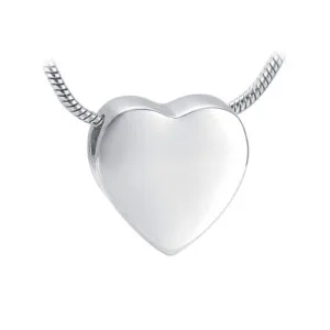 Cremation Pendant - Large Flat Heart - Silver