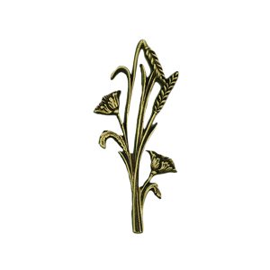 Appliqué en laiton – Blé avec fleurs – Laiton antique