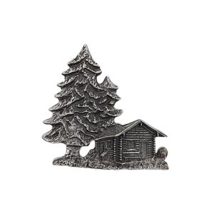 Appliqué en laiton – Cabane – Argent antique