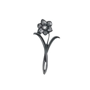 Appliqué en laiton – Fleur – Argent antique