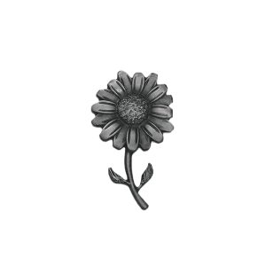 Appliqué en laiton - Tournesol - Argent antique
