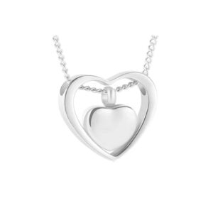 Pendentif funéraire - Cœur double - Argent