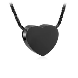 Pendentif funéraire - Petit cœur plat - Noir