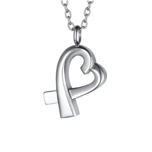 Pendentif funéraire - Ruban coeur - Argent