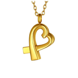 Pendentif funéraire - Ruban coeur - Or