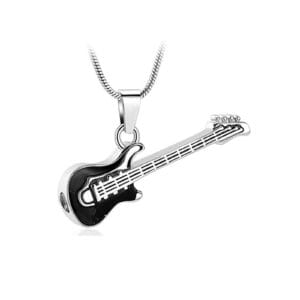 Pendentif funéraire - Guitare électrique - Argent et noir