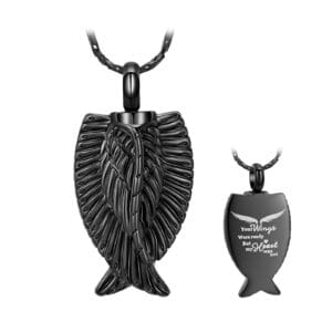 Pendentif funéraire - Ailes d'ange - Noir