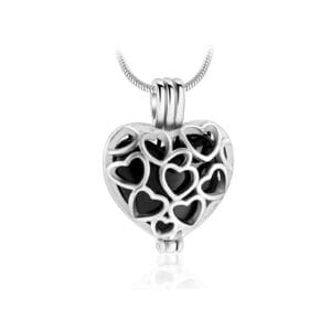 Pendentif funéraire - Boîtier coeur - Argent et noir