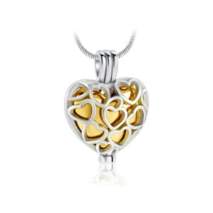 Pendentif funéraire - Boîtier coeur - Argent et or