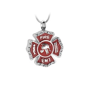 Pendentif funéraire - Pompier - Rouge