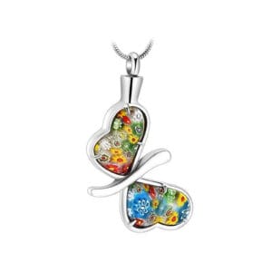 Pendentif funéraire - Papillon fleuri - Argent