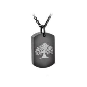 Pendentif funéraire - Tag arbre éternel - Noir