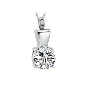 Pendentif funéraire - Grand zircon - Argent