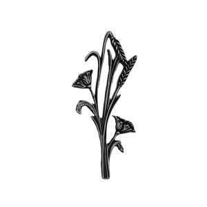Appliqué en laiton – Blé avec fleurs – Argent antique