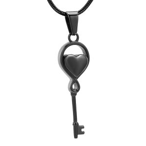 Pendentif funeraire - Clé de mon coeur - Noir