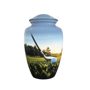 Urne funéraire en aluminium – Golfeur