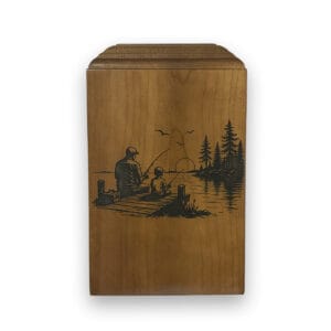 CLEARANCE - Wooden funeral urn – Elegance - Walnut brown - Fishing